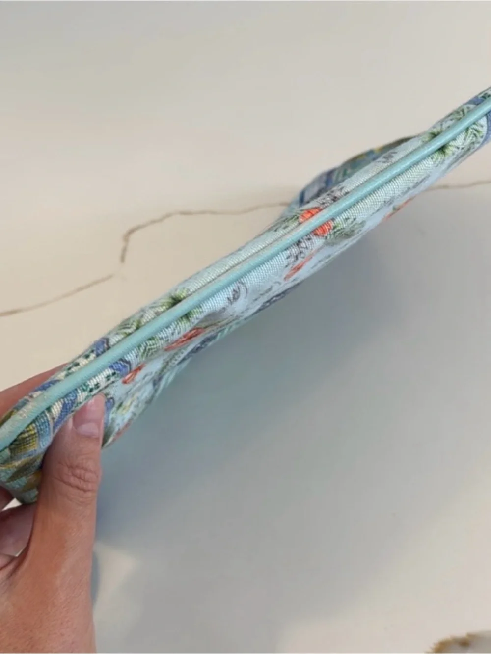 Camilla Shades of Rio Floral Blue-Green Canvas Tassel Clutch